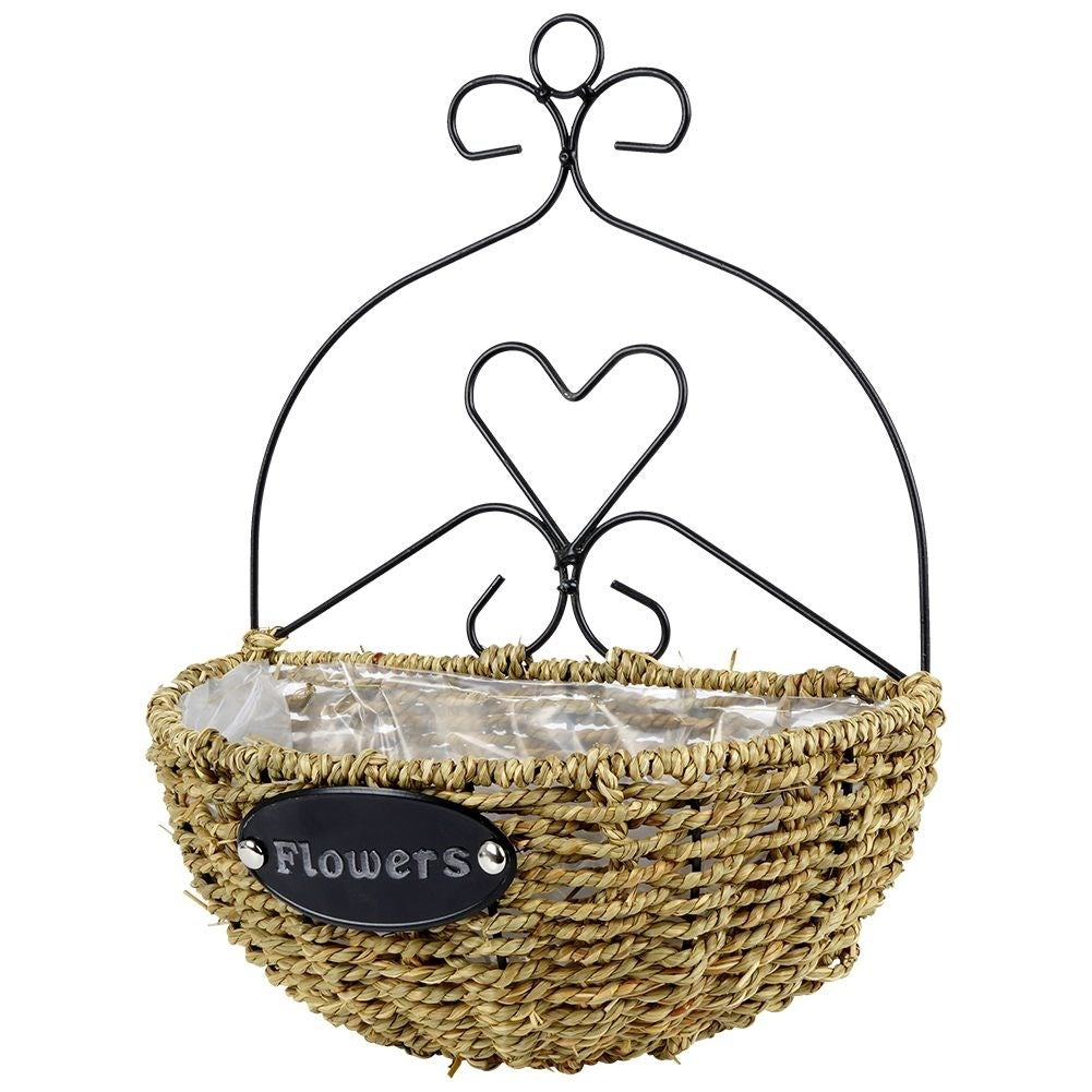 Wall-mounted Hanging Pot in Metal and Water Hyacinth