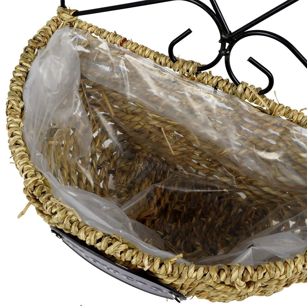 Wall-mounted Hanging Pot in Metal and Water Hyacinth