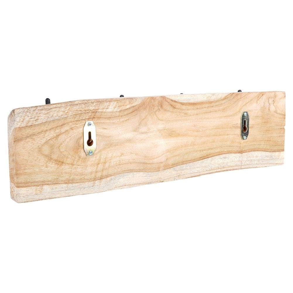Wall-mounted Teak Clothes Hanger with Double Hooks