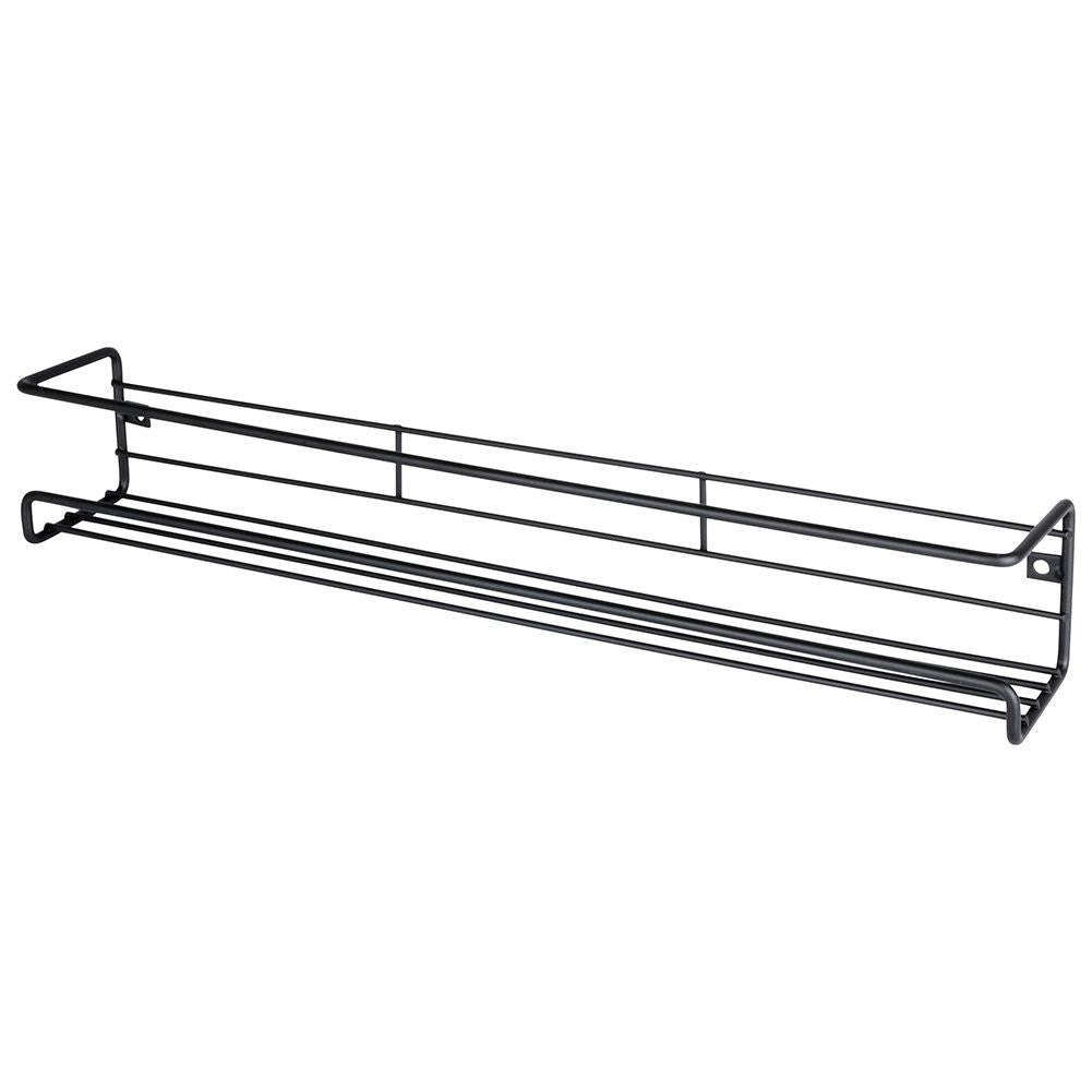 Wall-mounted black metal shelf for spices and cosmetics