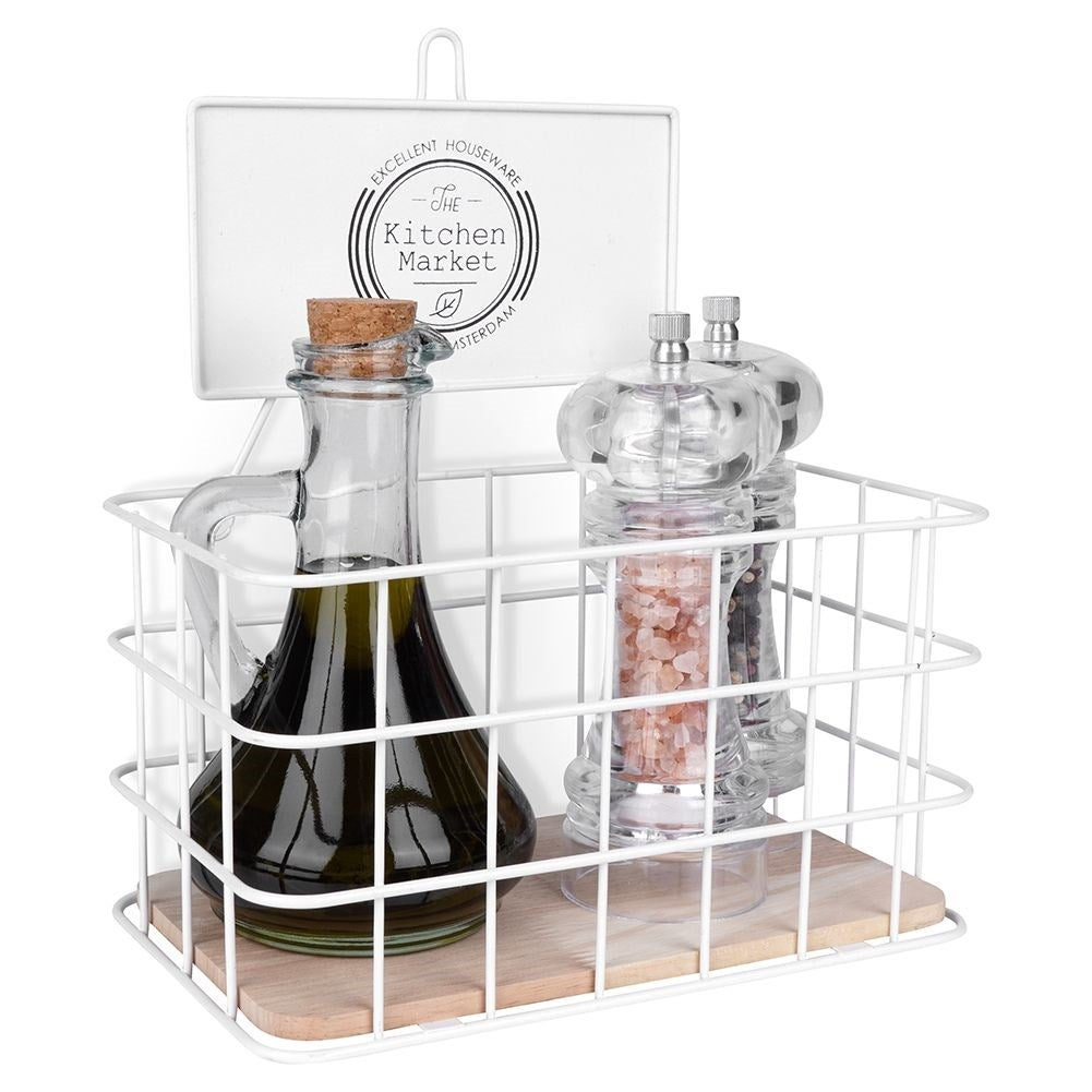 Wall-mounted kitchen shelf in basket form