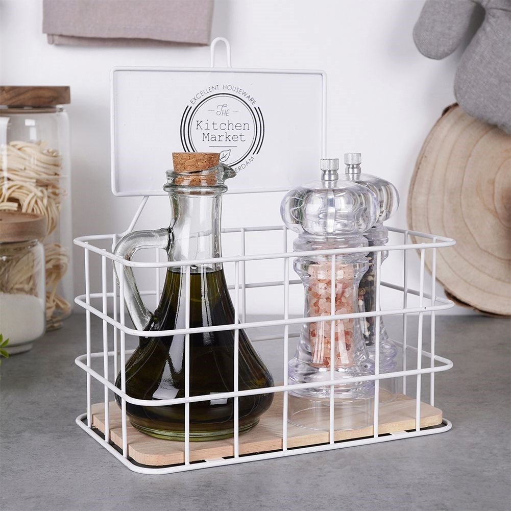 Wall-mounted kitchen shelf in basket form