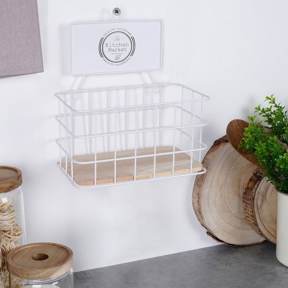 Wall-mounted kitchen shelf in basket form