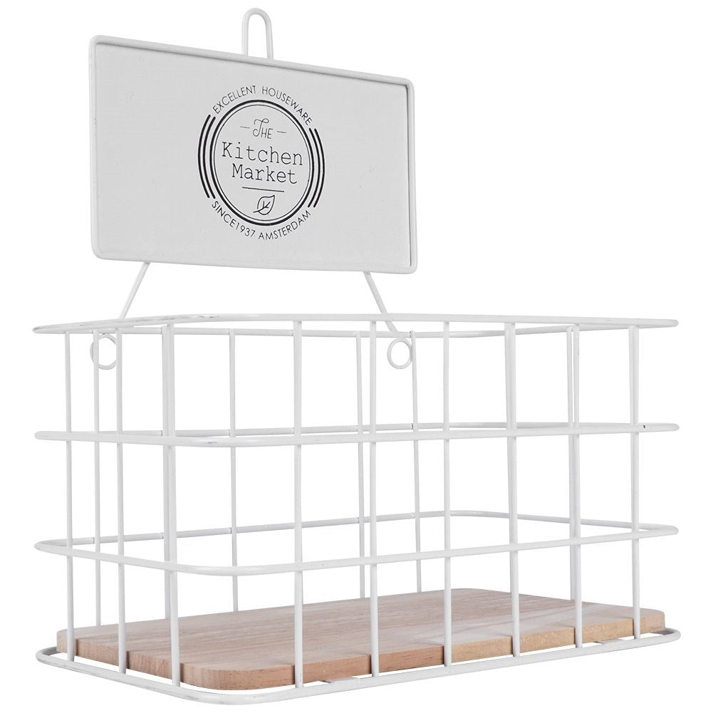 Wall-mounted kitchen shelf in basket form