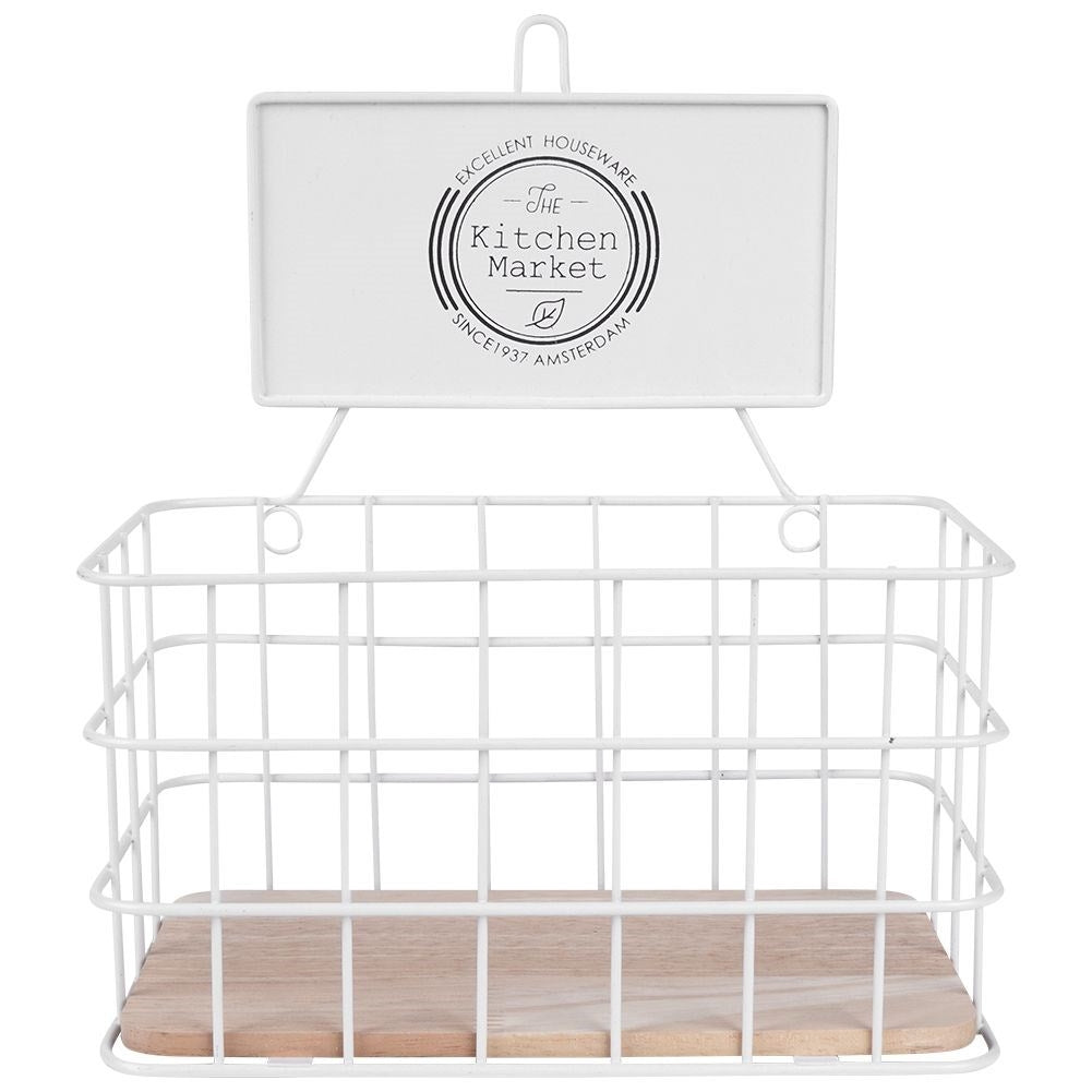 Wall-mounted kitchen shelf in basket form