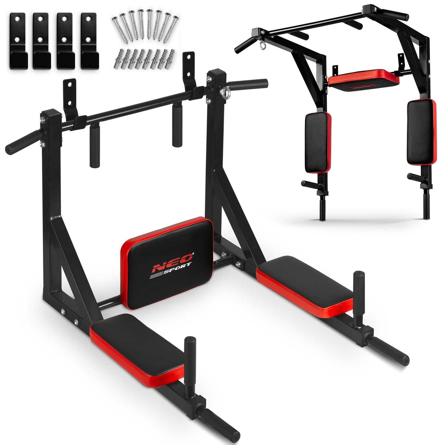 Wall-mounted pull-up bar with backrest NS-319