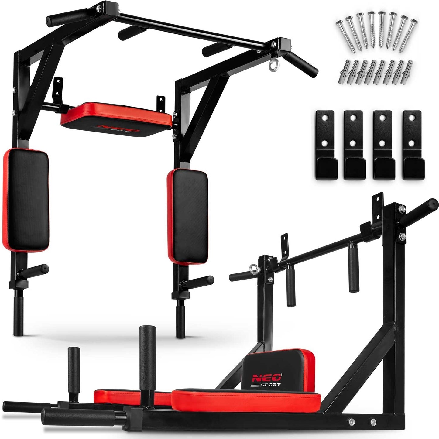 Wall-mounted pull-up bar with backrest NS-319