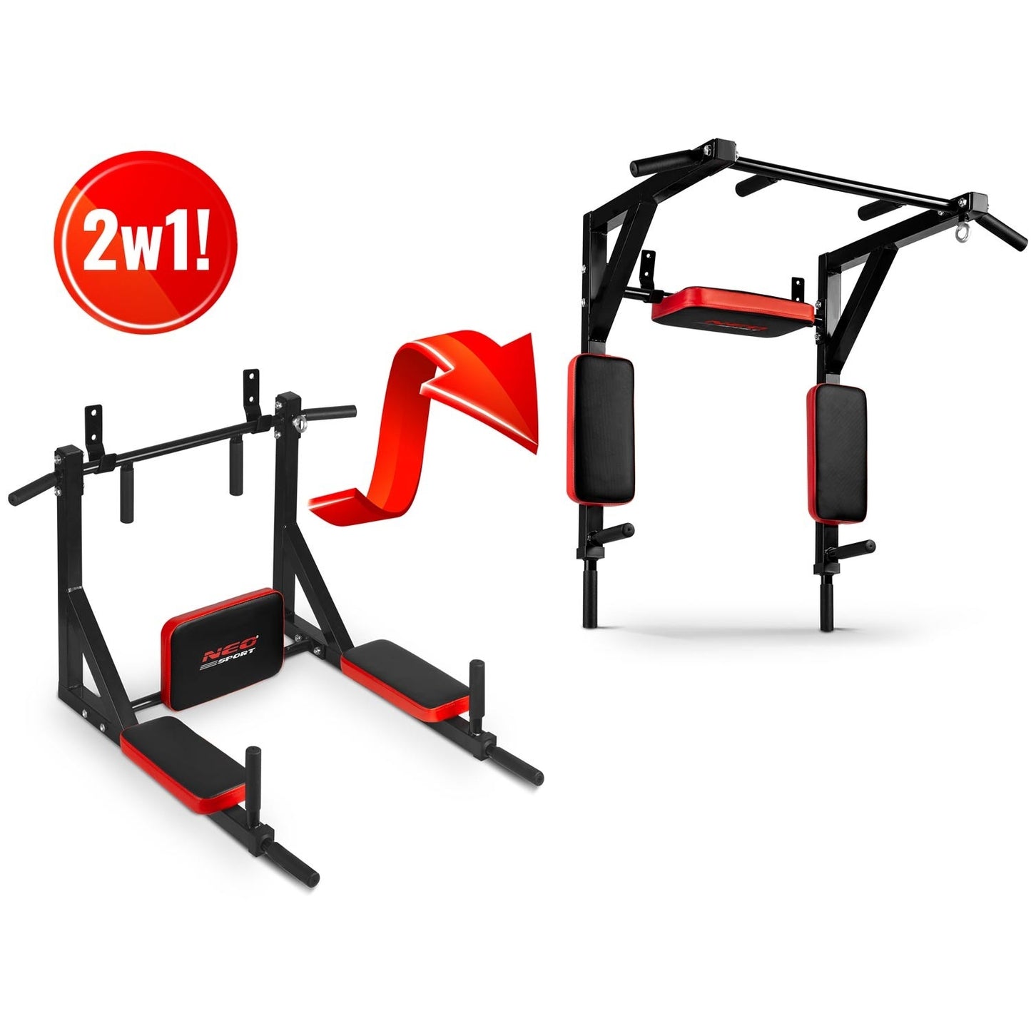 Wall-mounted pull-up bar with backrest NS-319