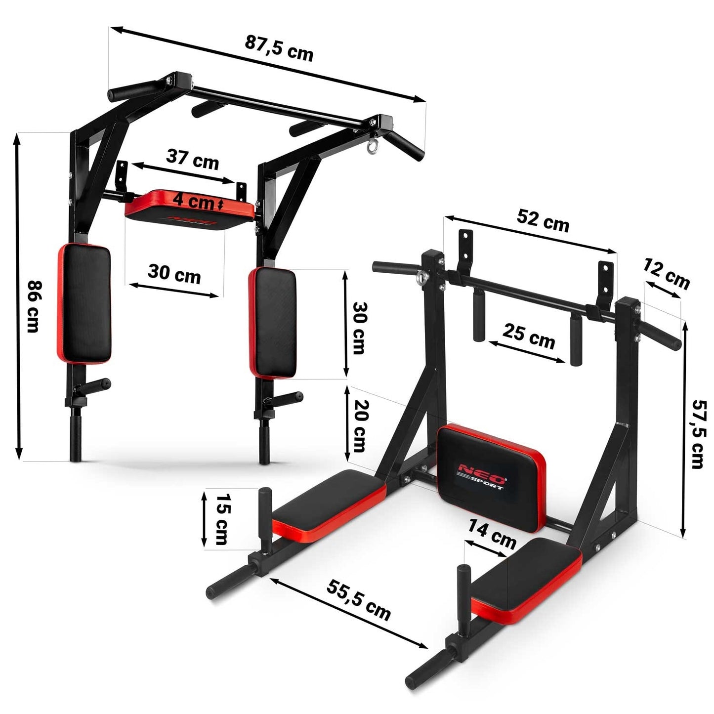 Wall-mounted pull-up bar with backrest NS-319
