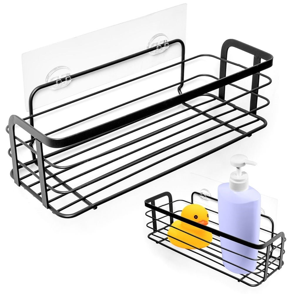 Wall-mounted shower shelf with strong tape