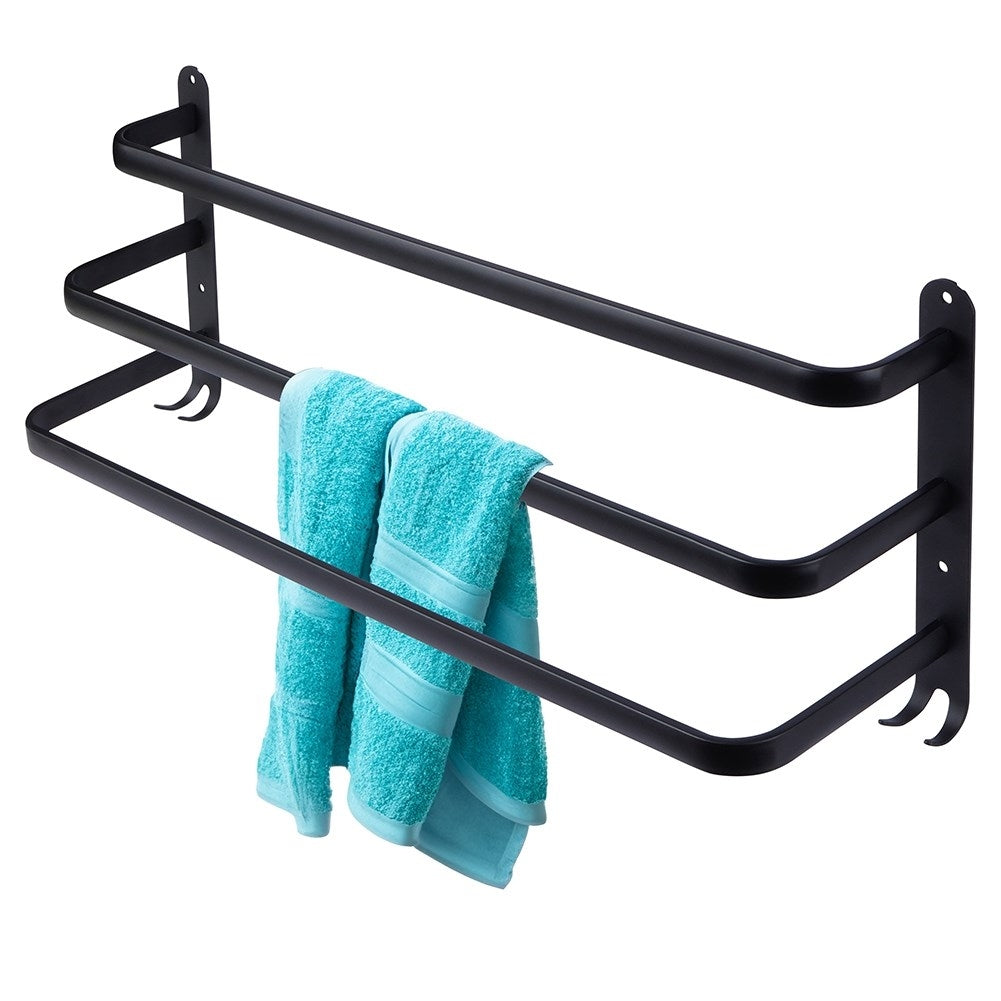 Wall-mounted towel rail with 3 sections and 4 hooks