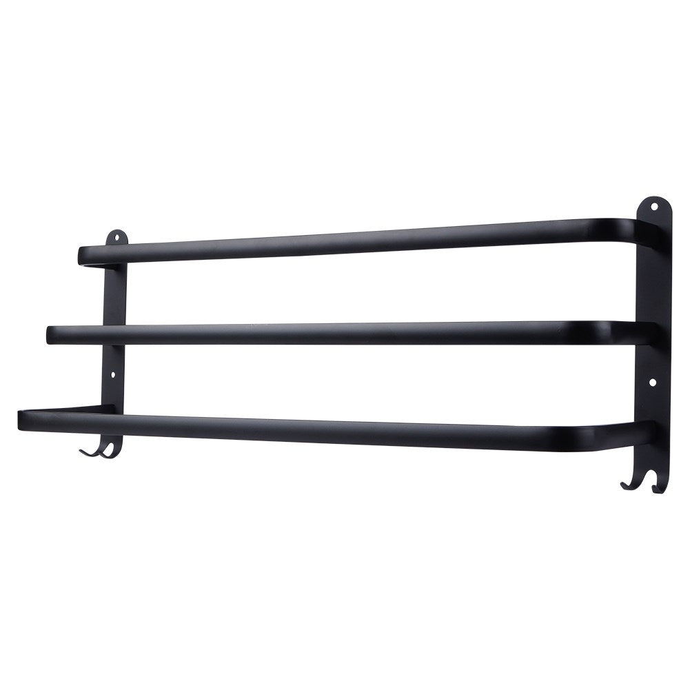 Wall-mounted towel rail with 3 sections and 4 hooks