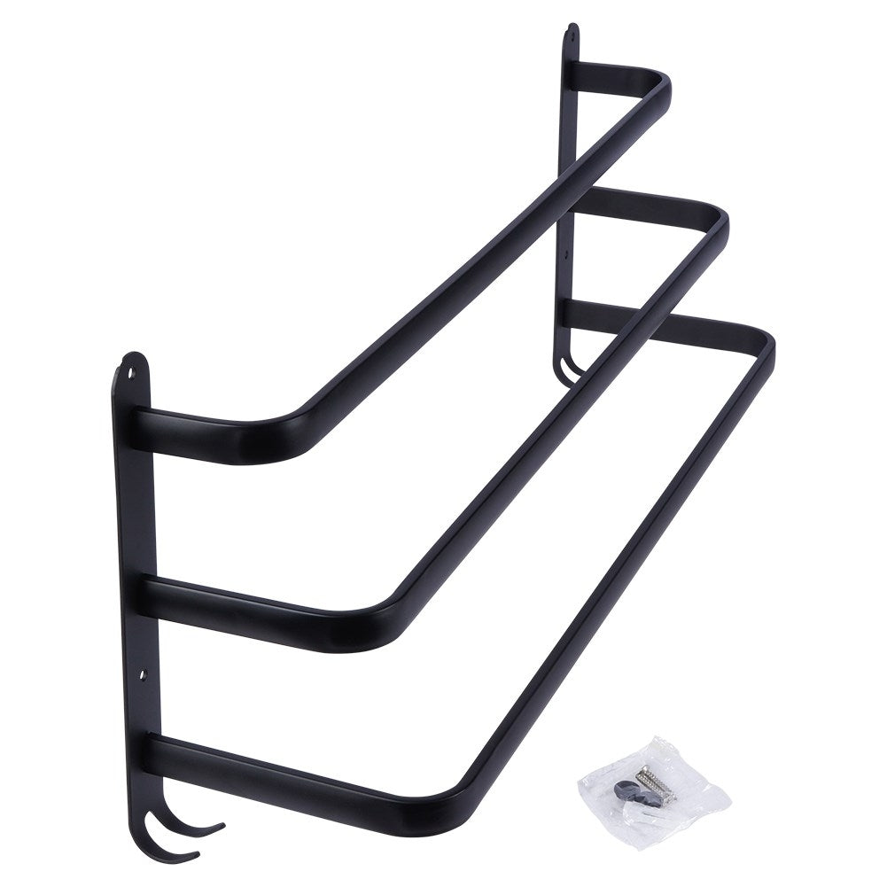 Wall-mounted towel rail with 3 sections and 4 hooks