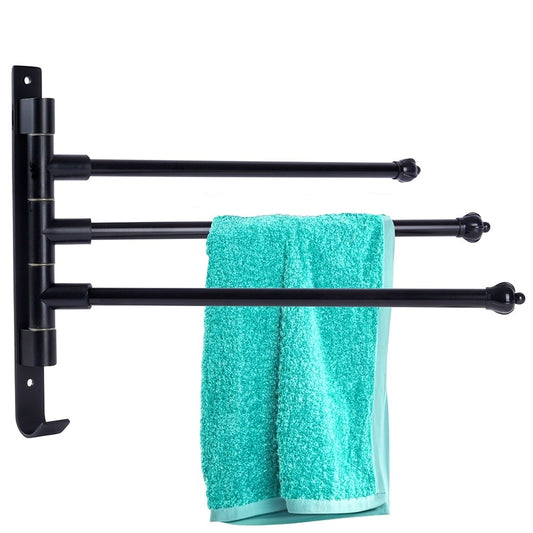 Wall mounted towel rail with rotating arms