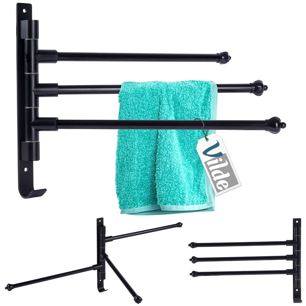 Wall mounted towel rail with rotating arms