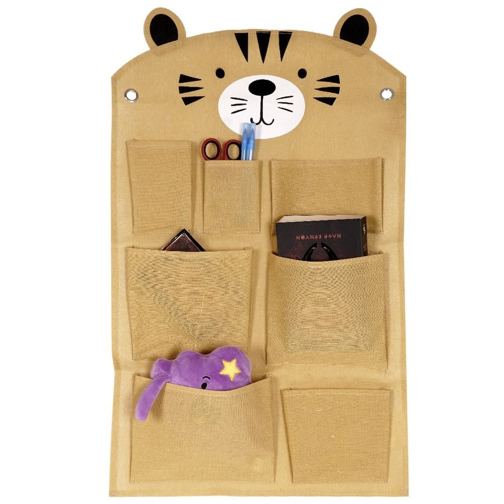 Wall organizer for children's accessories - mustard yellow canvas
