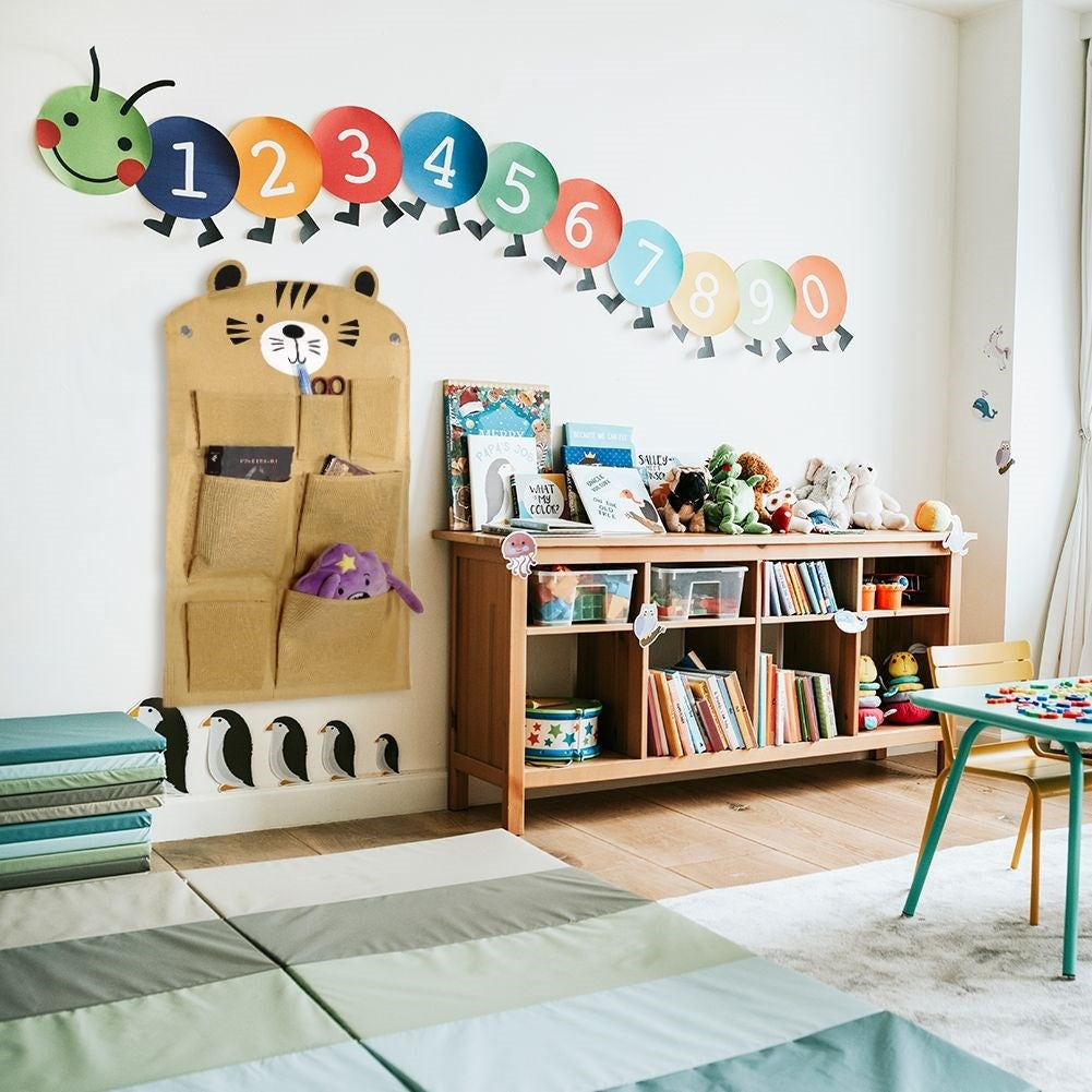 Wall organizer for children's accessories - mustard yellow canvas