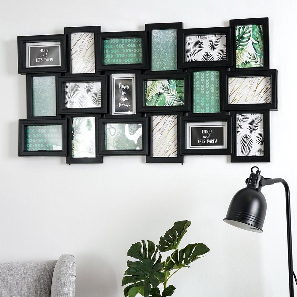 Wall photo frame Collage for 18 Pictures 10x15 cm Black