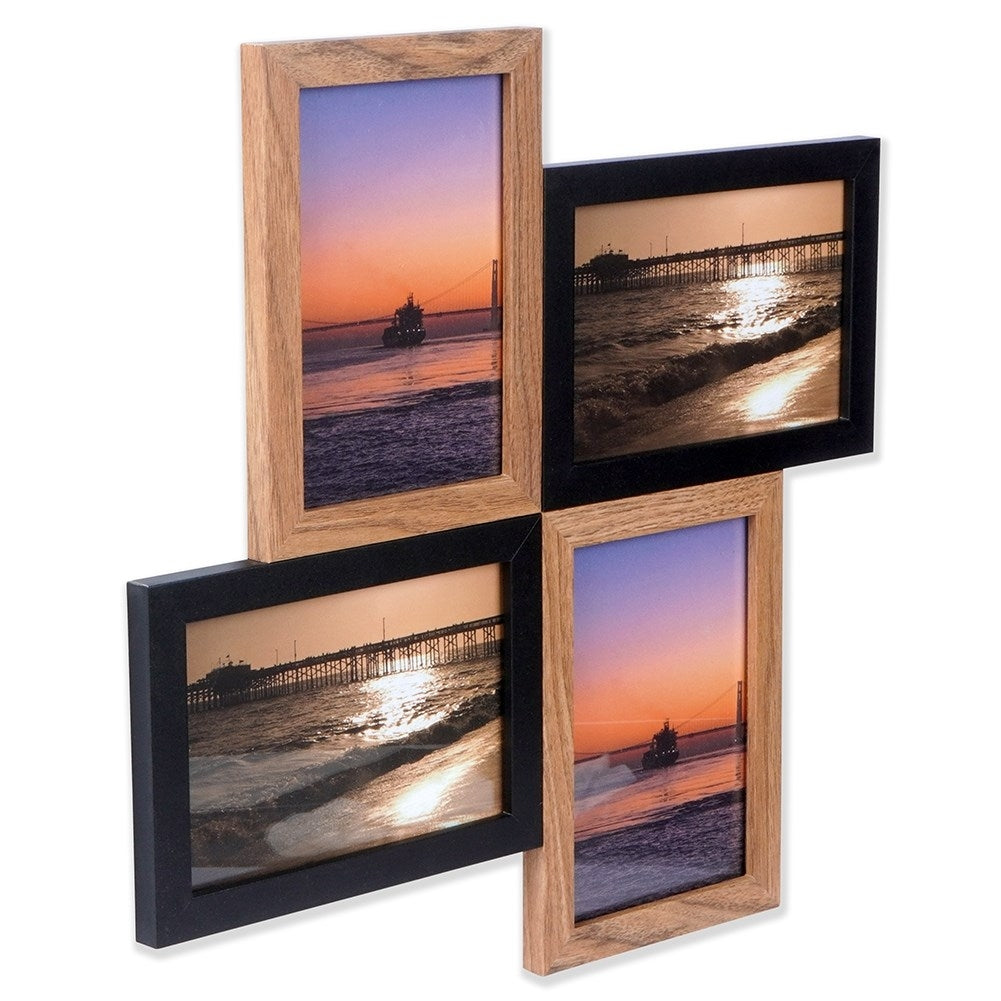 Wall photo frame collage for 4 photos in black and brown