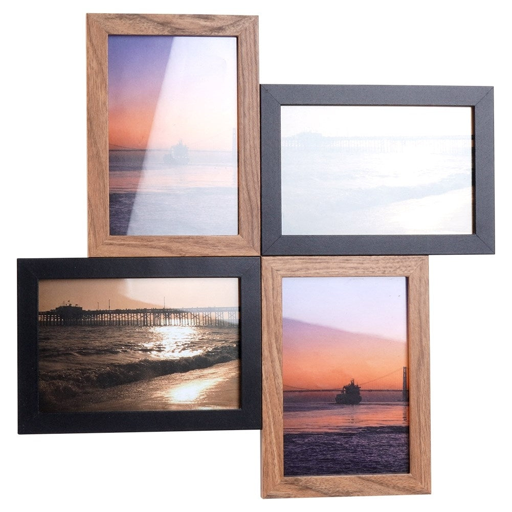 Wall photo frame collage for 4 photos in black and brown