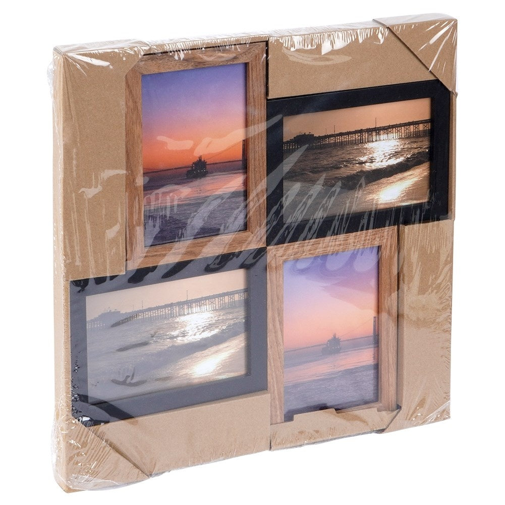 Wall photo frame collage for 4 photos in black and brown