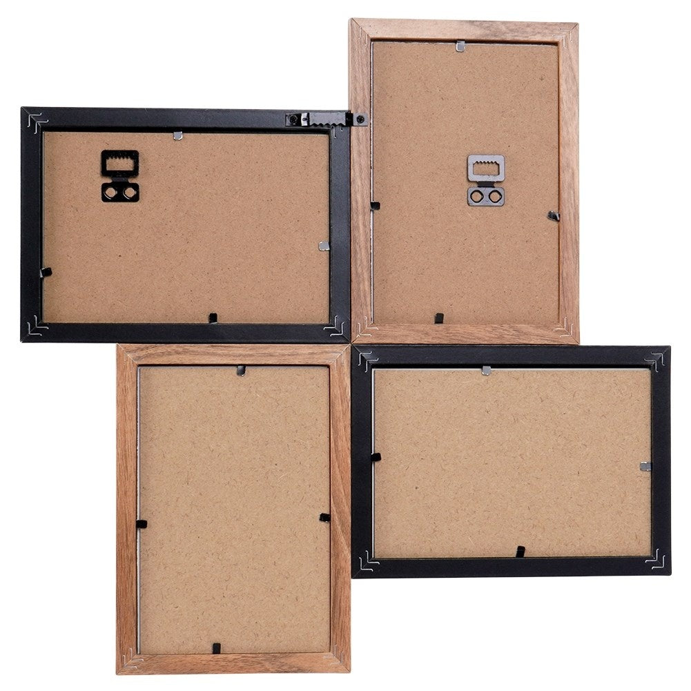 Wall photo frame collage for 4 photos in black and brown