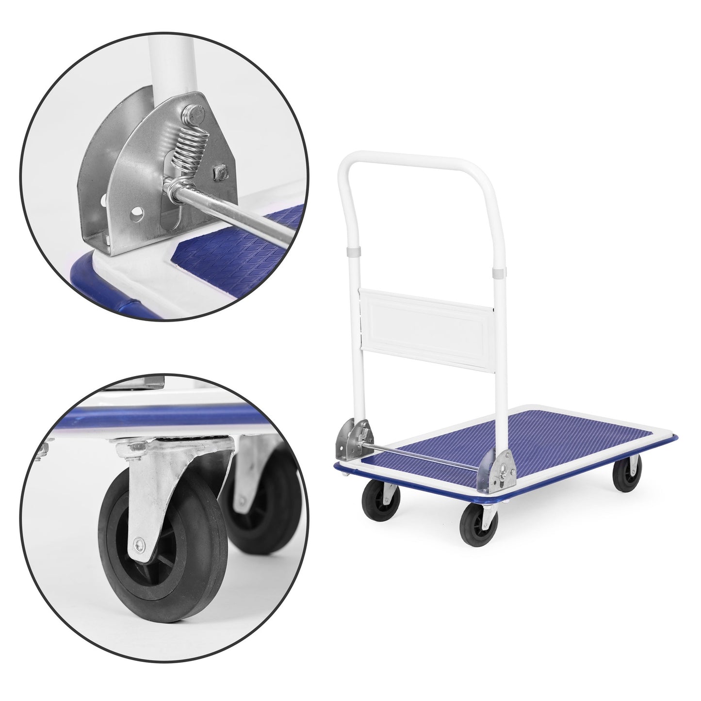 Warehouse platform transport trolley 150KG, foldable, manual