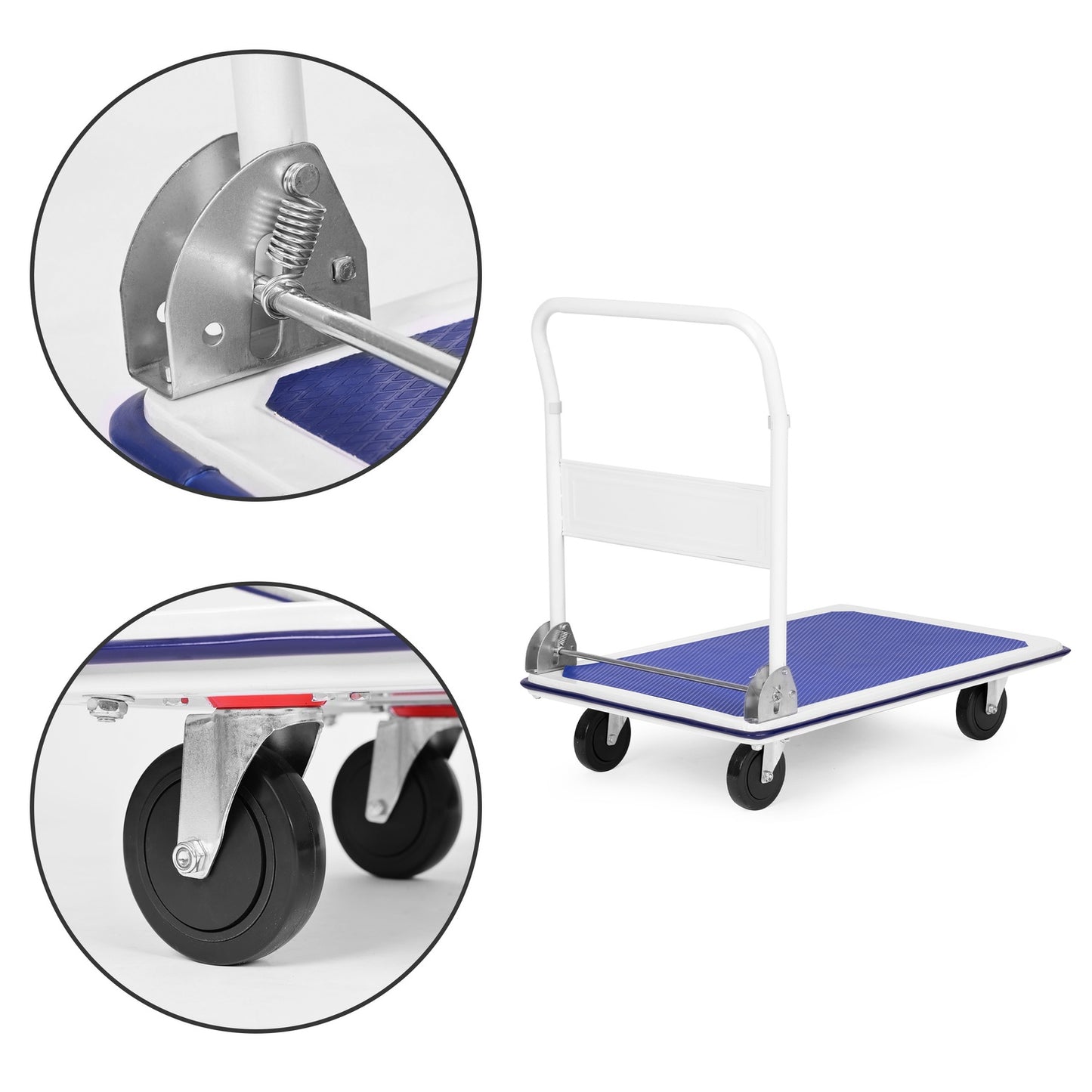 Warehouse platform transport trolley 300KG, foldable, manual