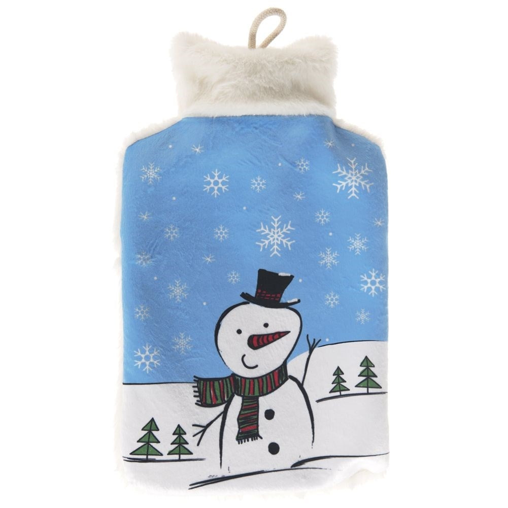 Warming bottle with snowman motif for warmth and relaxation