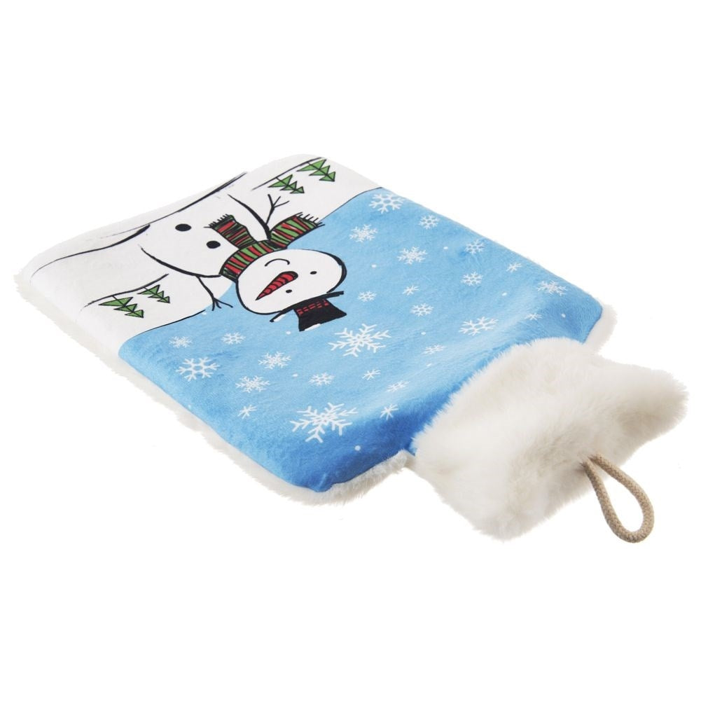 Warming bottle with snowman motif for warmth and relaxation