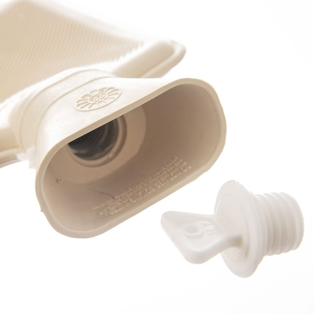 Warming bottle with soft sheepskin cover for relaxation