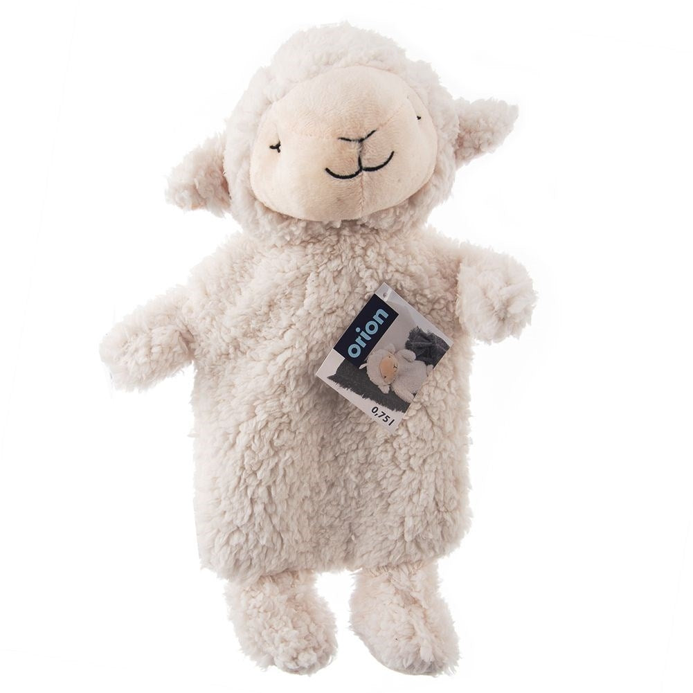 Warming bottle with soft sheepskin cover for relaxation