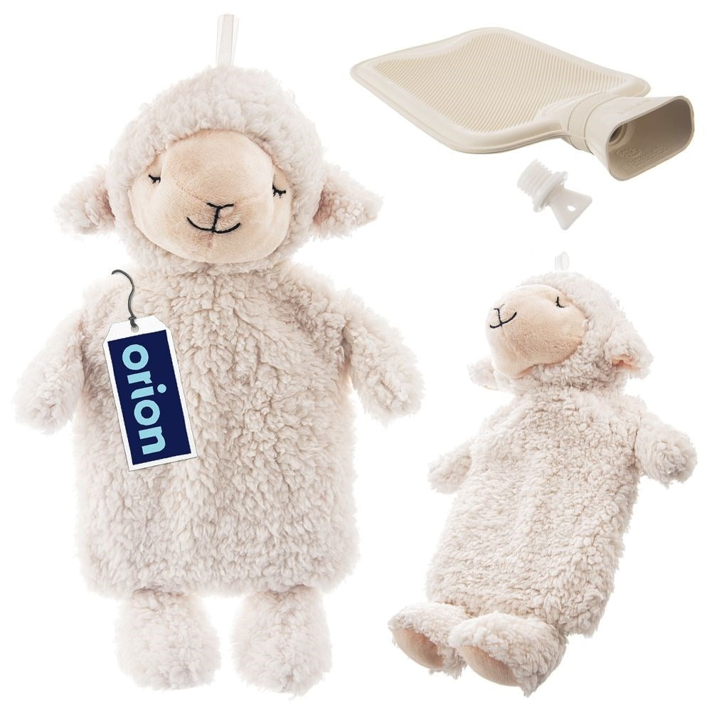Warming bottle with soft sheepskin cover for relaxation