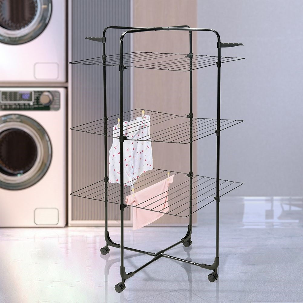 Wash stand with wheels and folding mechanism