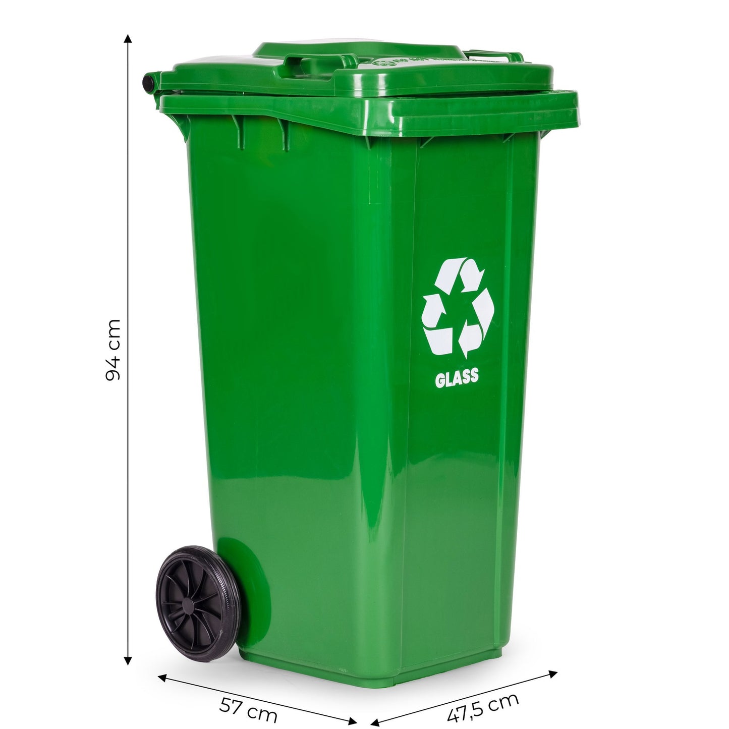 Waste Bins Set, 3x120L, HDPE, Blue/Green/Yellow