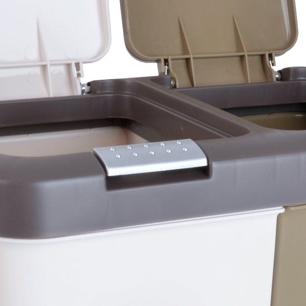 Waste sorting: Dustbin with two separate compartments