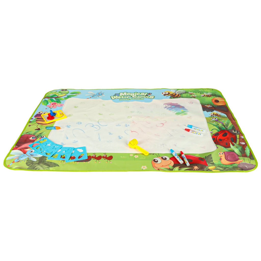 Water Drawing Mat, 120x90cm, with Markers & Stencils