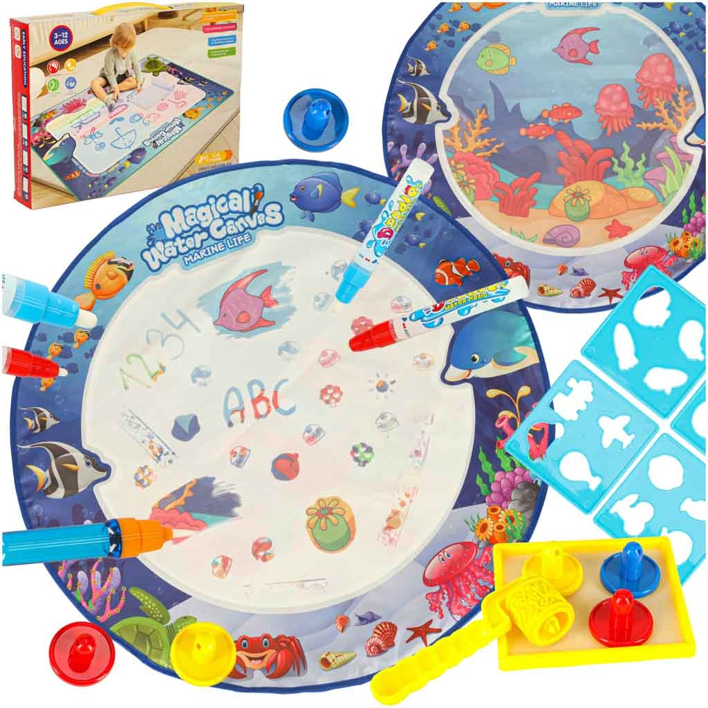 Water Drawing Mat with Markers & Stencils, 80cm Round