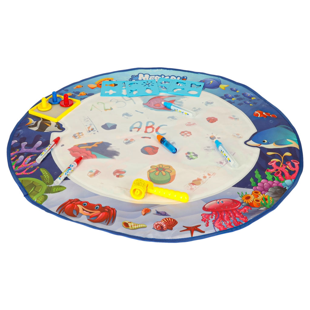 Water Drawing Mat with Markers & Stencils, 80cm Round