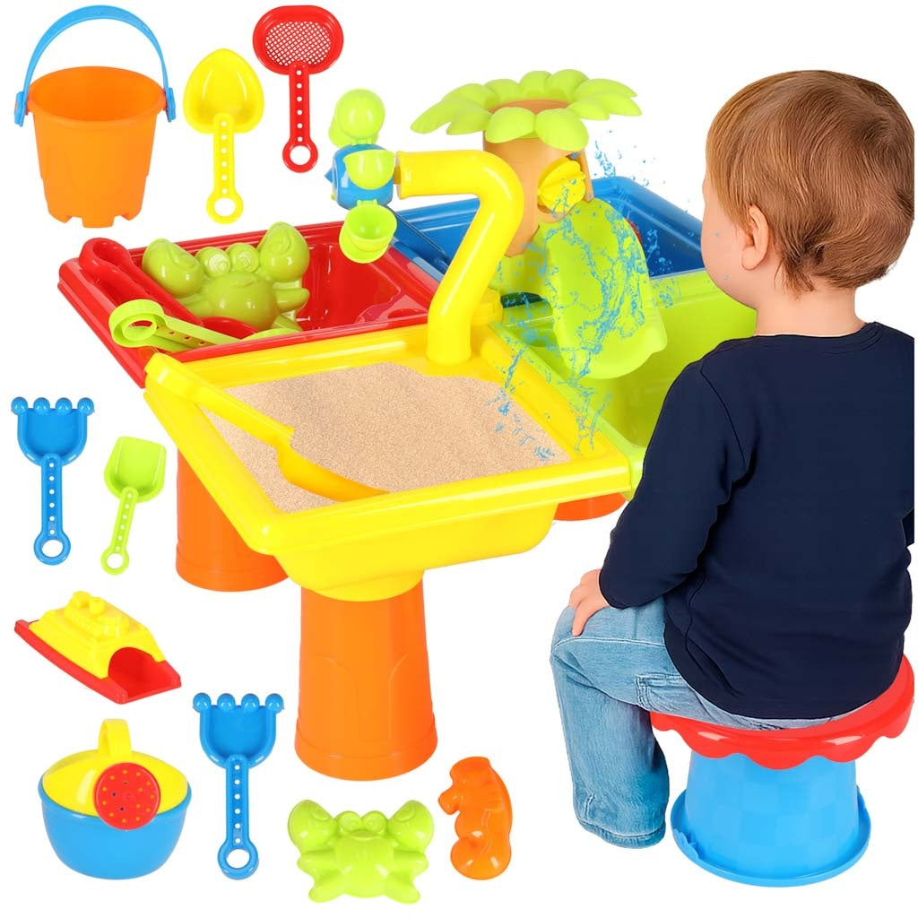 Water Table Set: Sandbox, Shovel, Watering Can, Stool