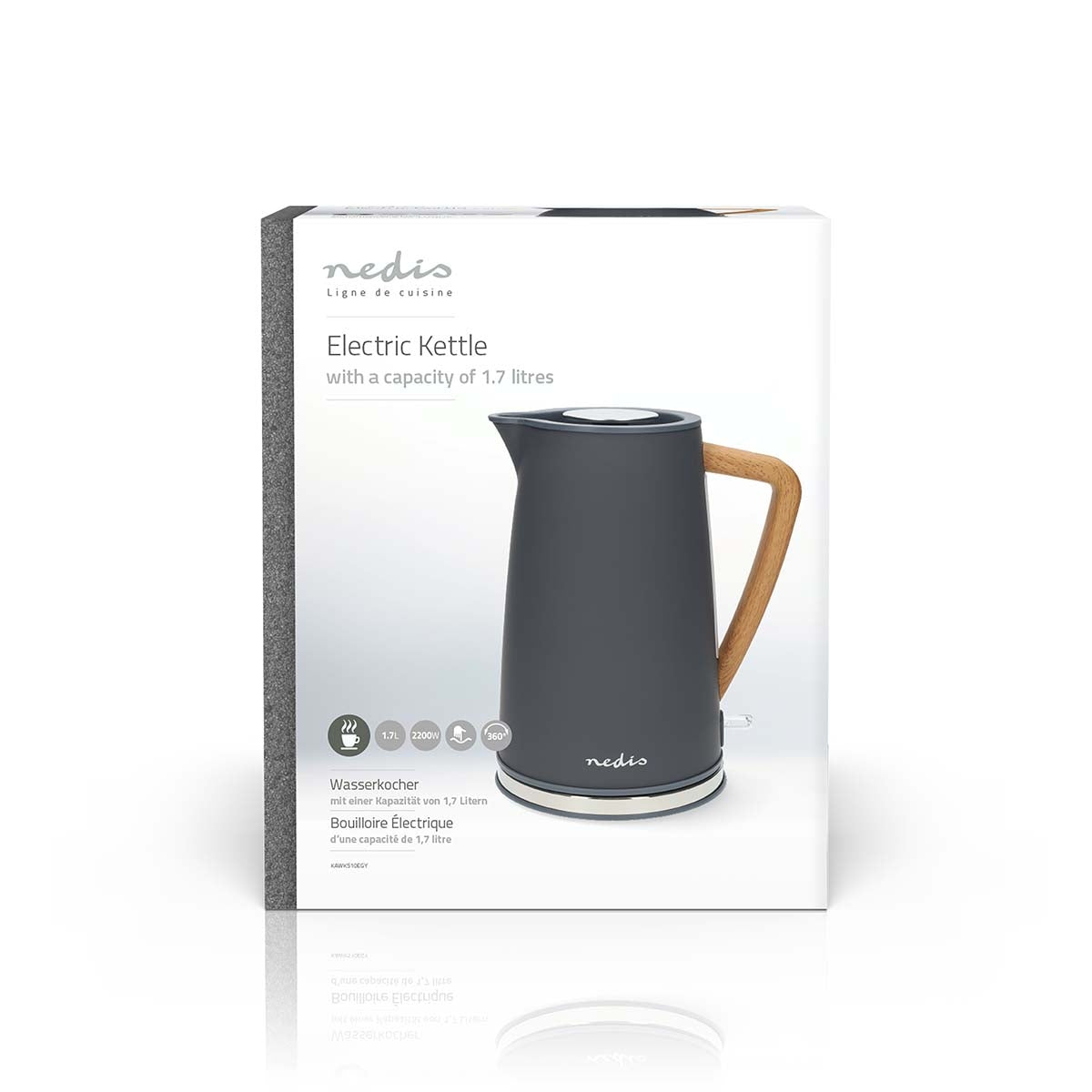 Water boiler | 1.7 l | Soft-Touch | Gray | Rotatable 360 degrees | Concealed heating element | Strix® Control | Boil-dry function