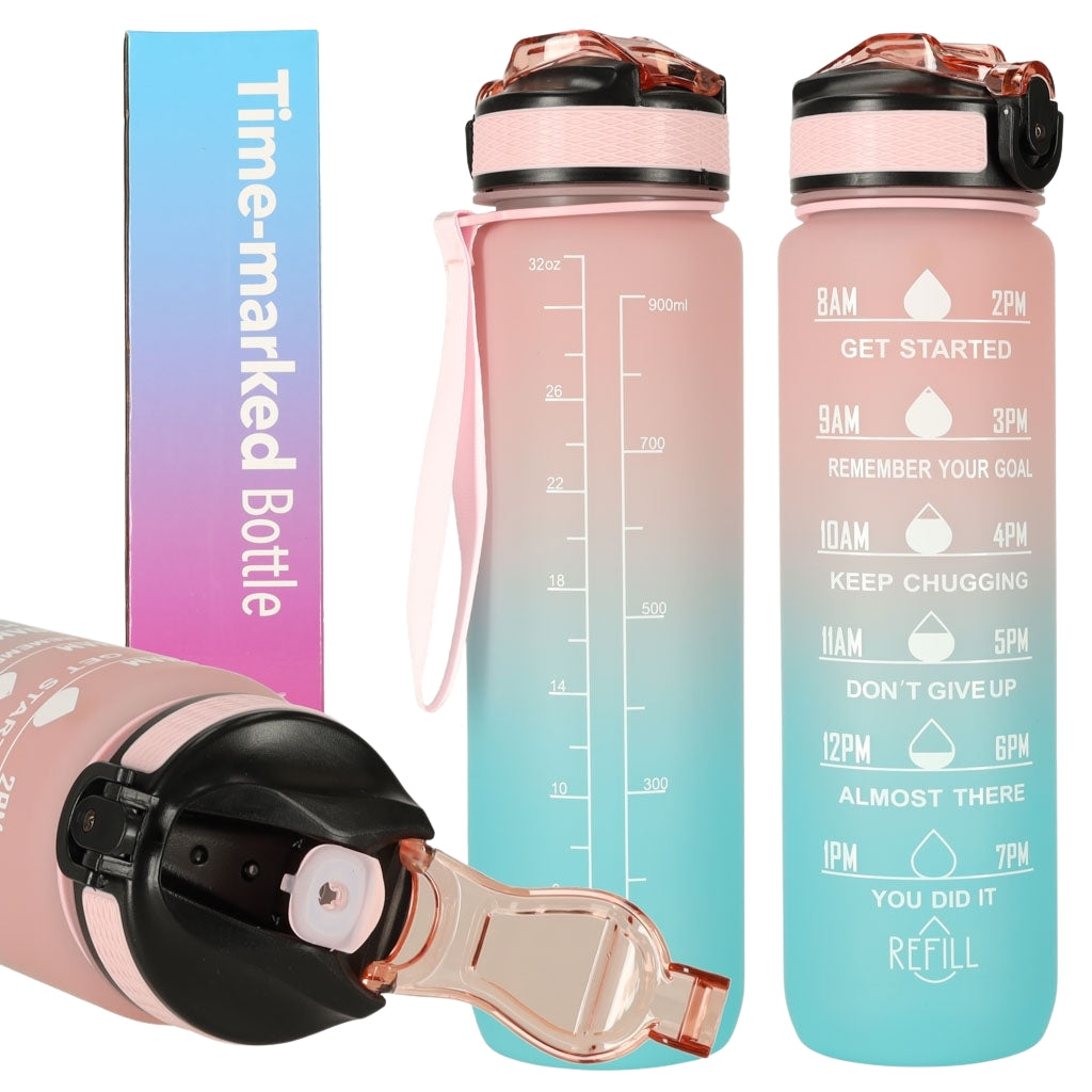 Water bottle bidon 1l pink and blue