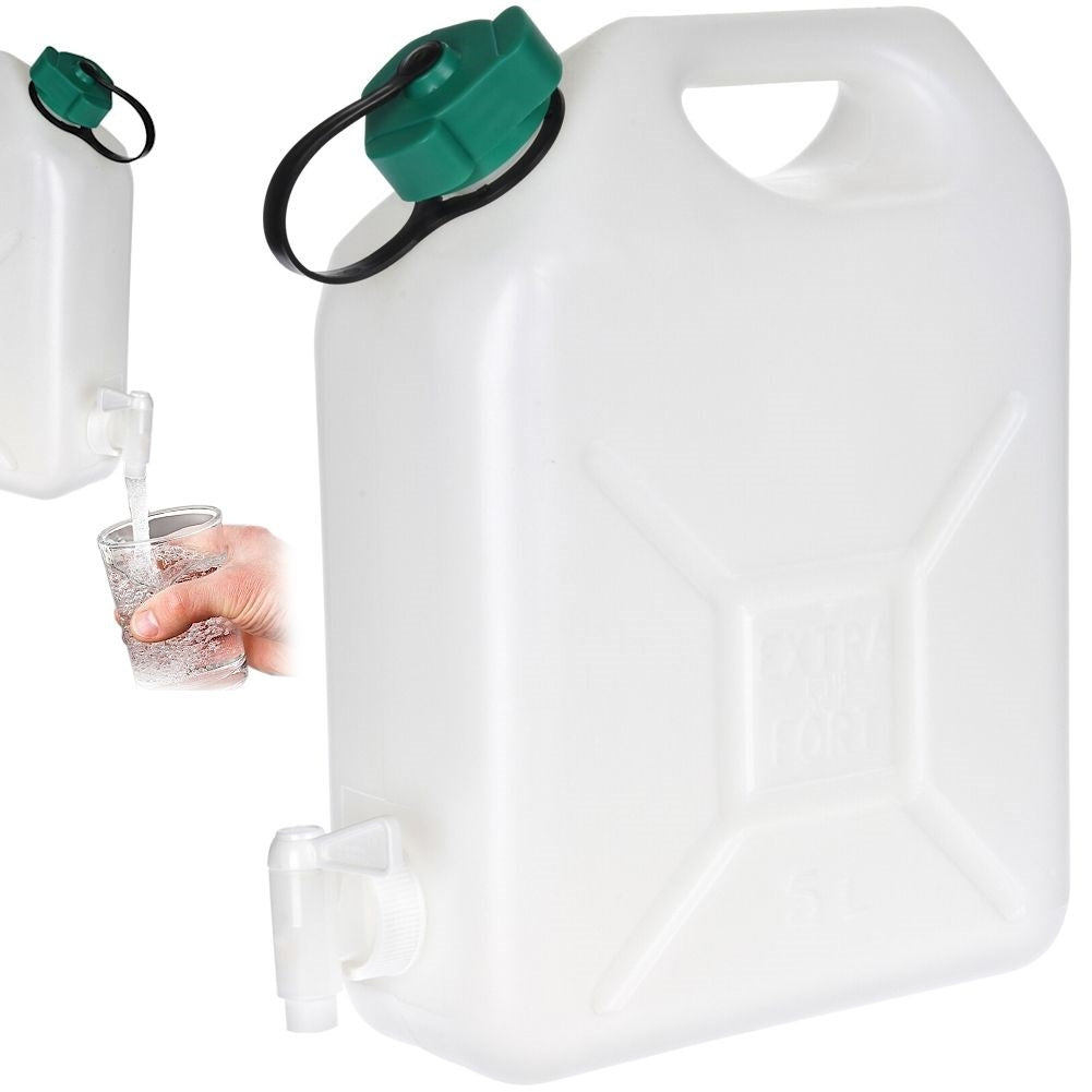 Water container with faucet for travel, camping and garden