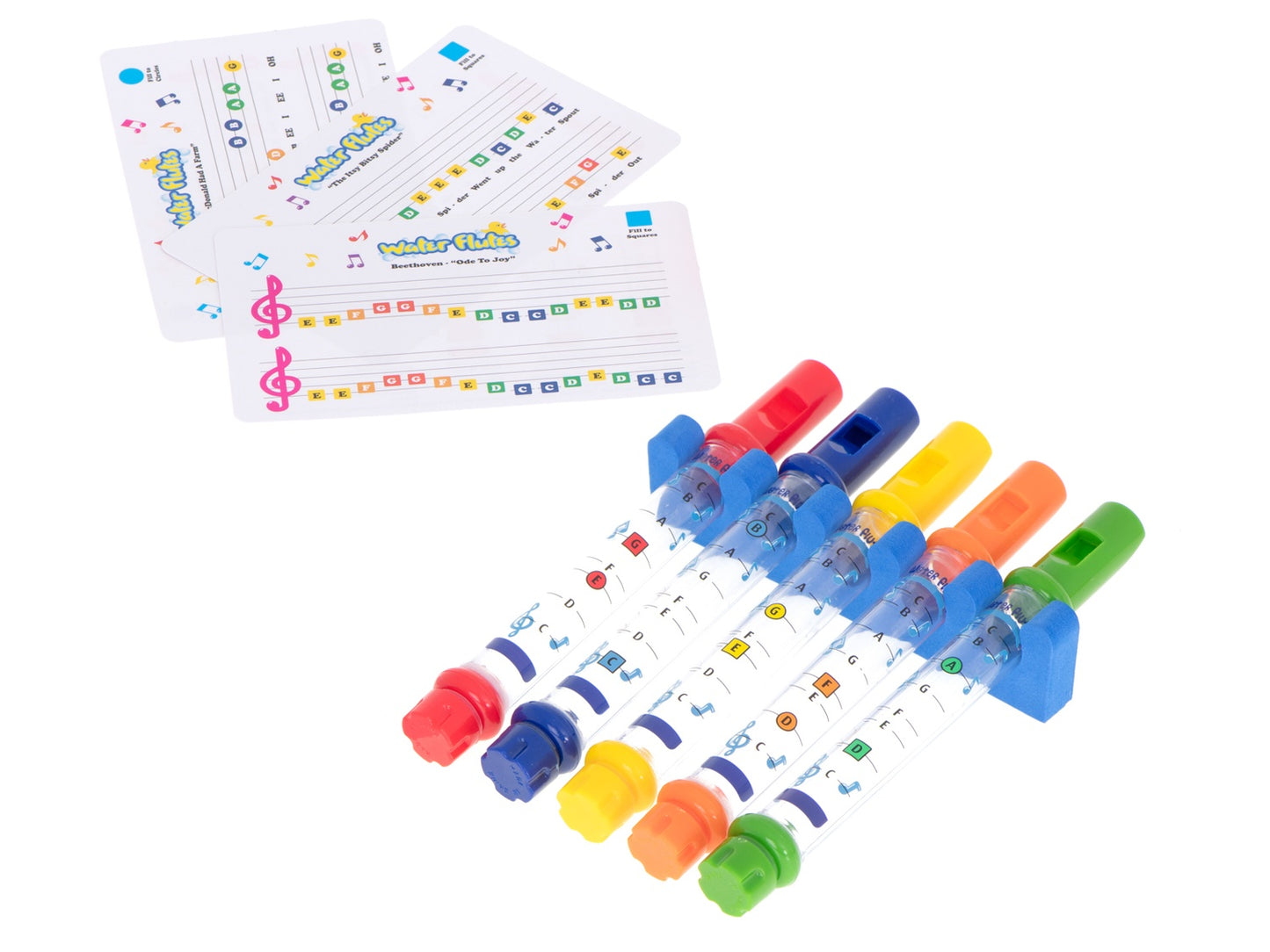Water flute bath toy 5pcs non-sinking + notes