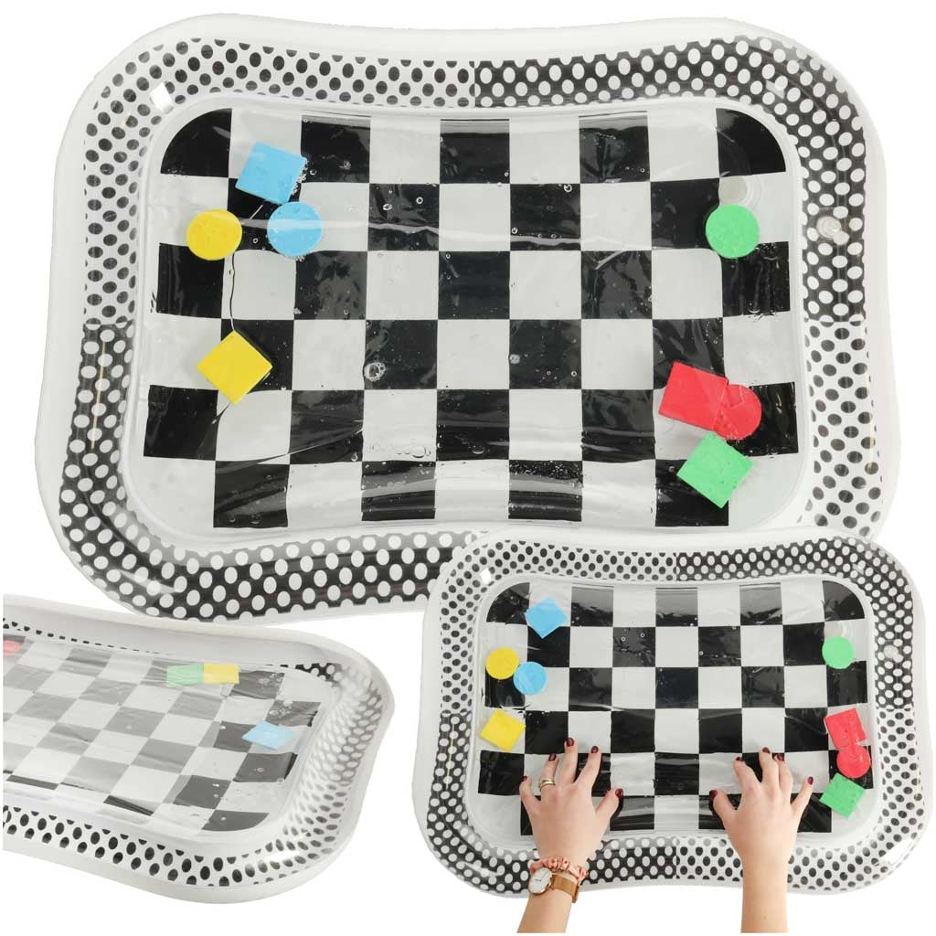 Water inflatable mat contrasting black and white chessboard 65cm x 50cm