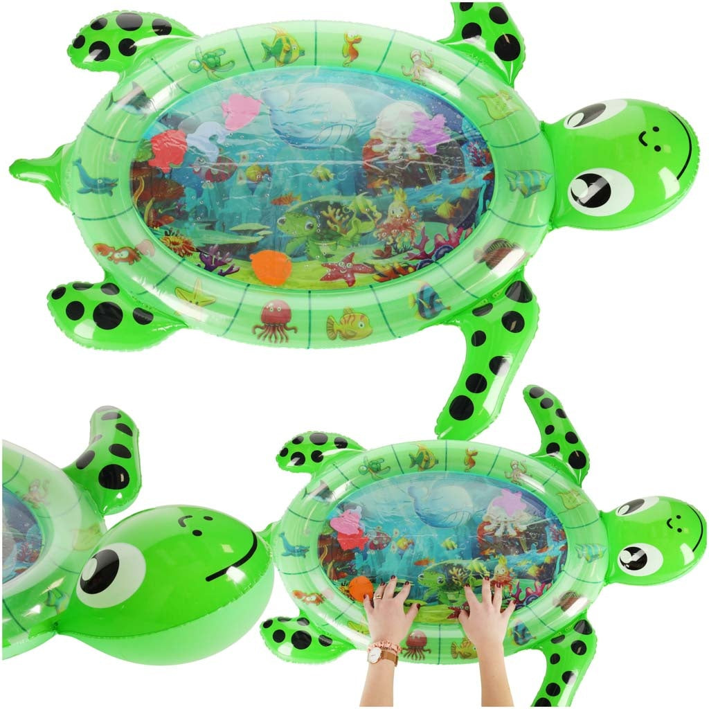 Water inflatable sensory mat turtle green