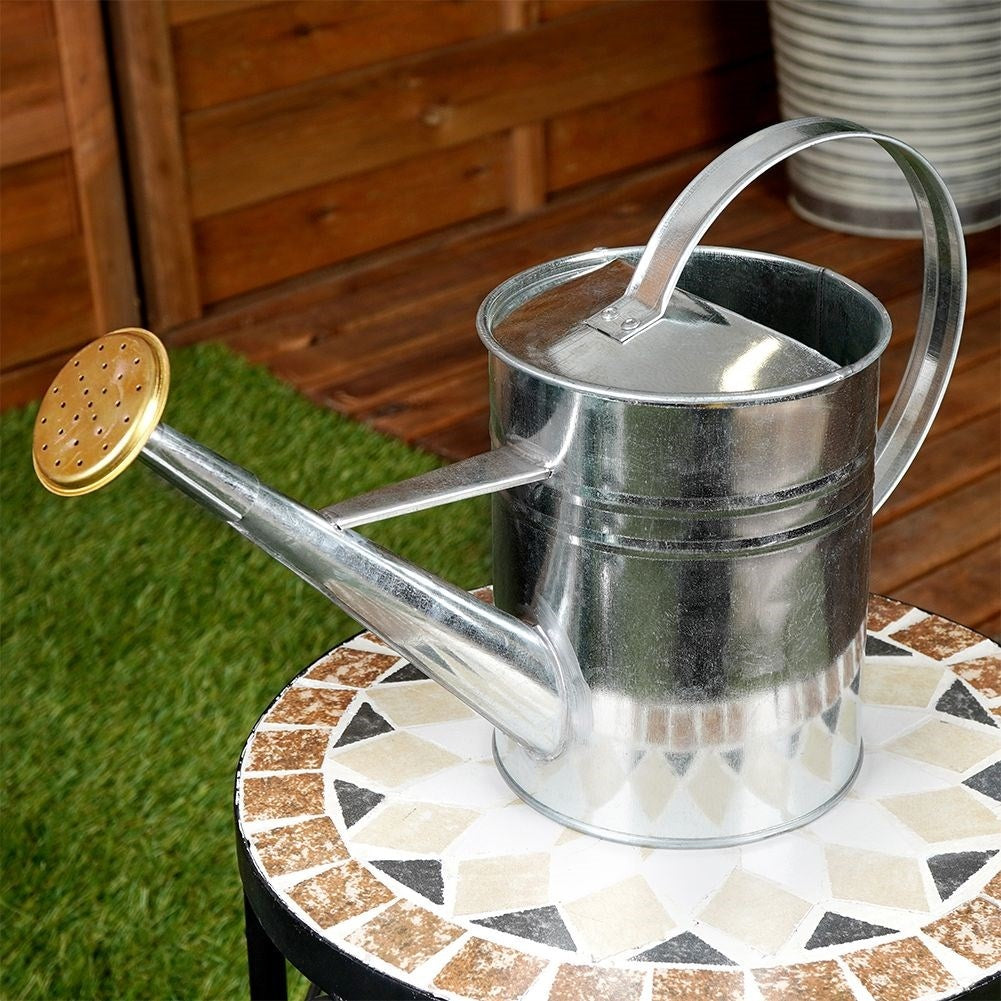 Water jug 1.9L in durable metal with strainer - decorative detail