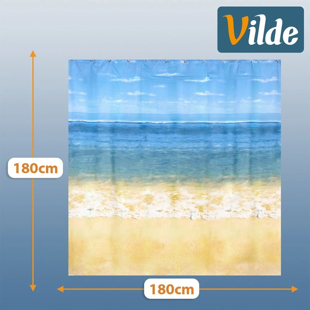 Waterproof PEVA Shower Curtain with Hooks, 180x180 cm