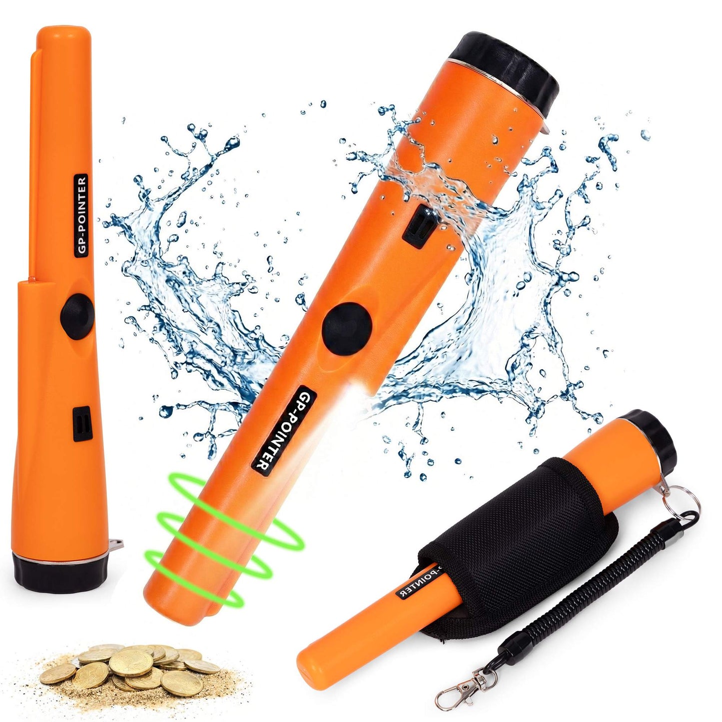 Waterproof Pinpointer Metal Detector with LED & Holster