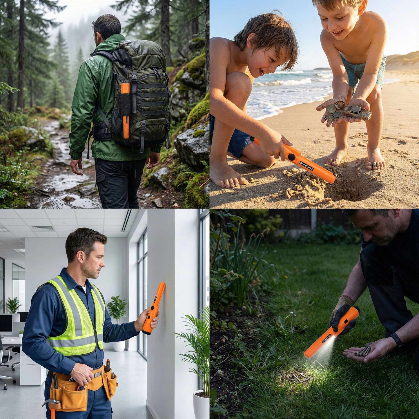 Waterproof Pinpointer Metal Detector with LED & Holster